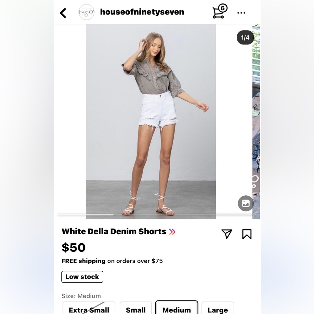 White denim shorts